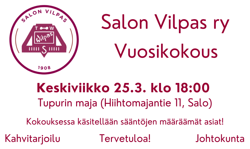 Salon Vilpas ry vuosikokous 84 x 50 mm 1